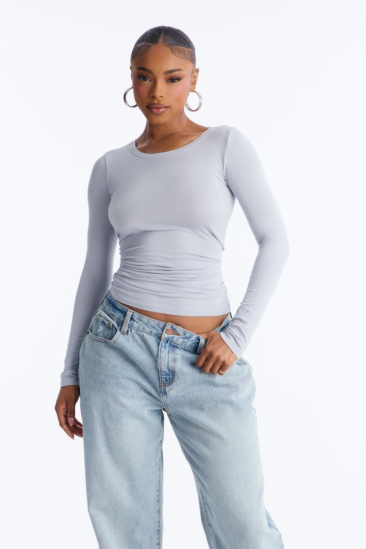 Julia Long Sleeve Top - Dusty Blue