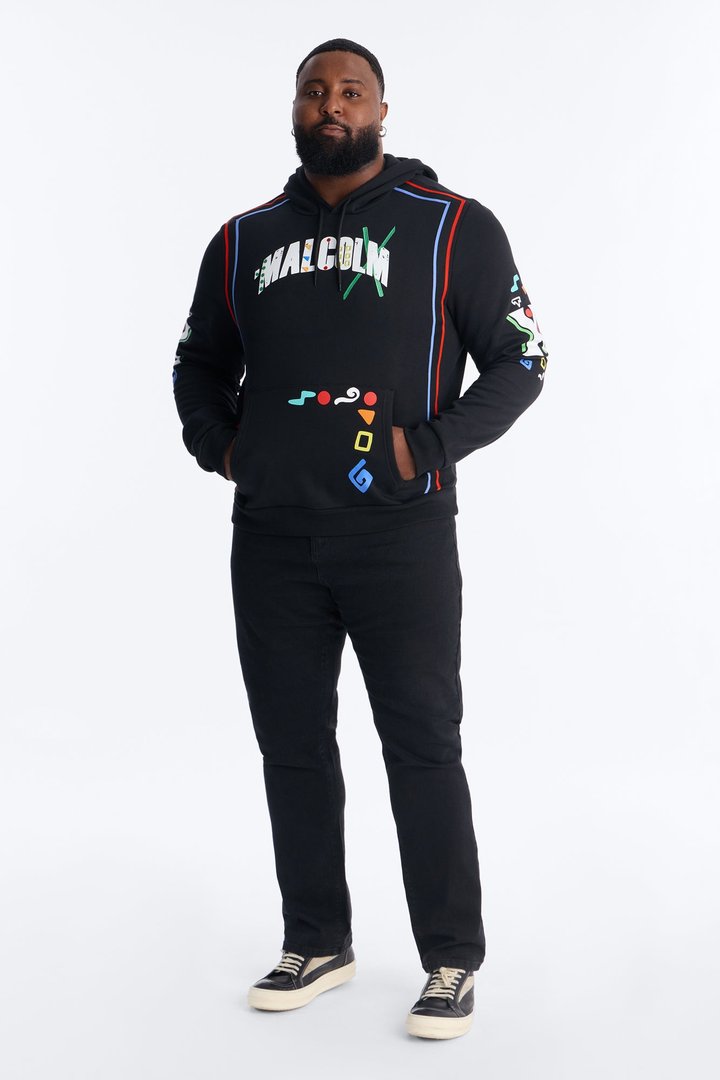 Malcom X Embroidered Hoodie - Black