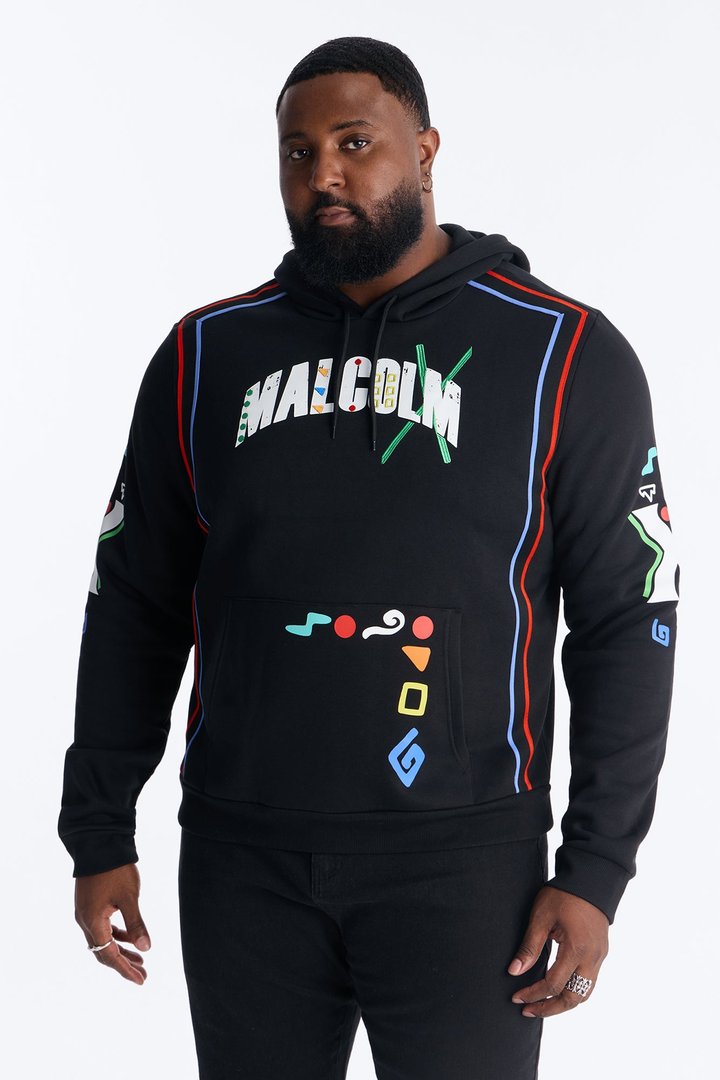 Malcom X Embroidered Hoodie - Black