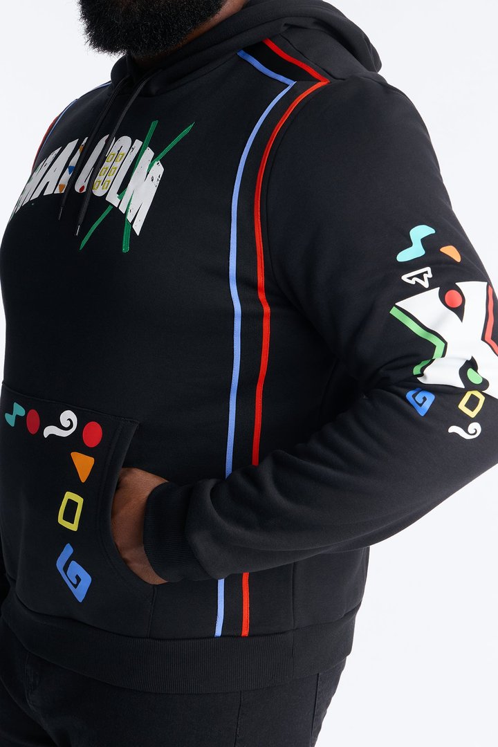 Malcom X Embroidered Hoodie - Black