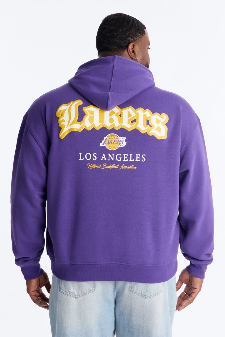 Lakers Old English Embroidery Hoodie - Purple