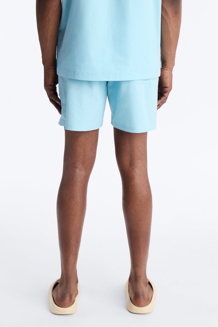 Seersucker Swim Trunk 6″ - Light Blue