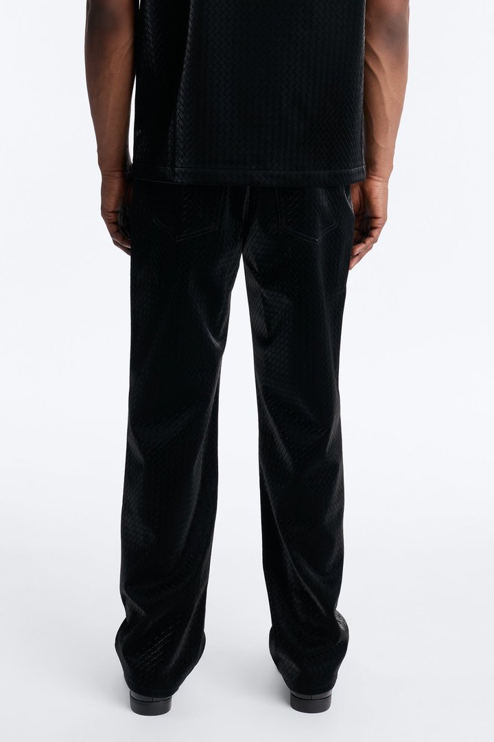 Straight Tisse Textured Faux Leather Pant - Black