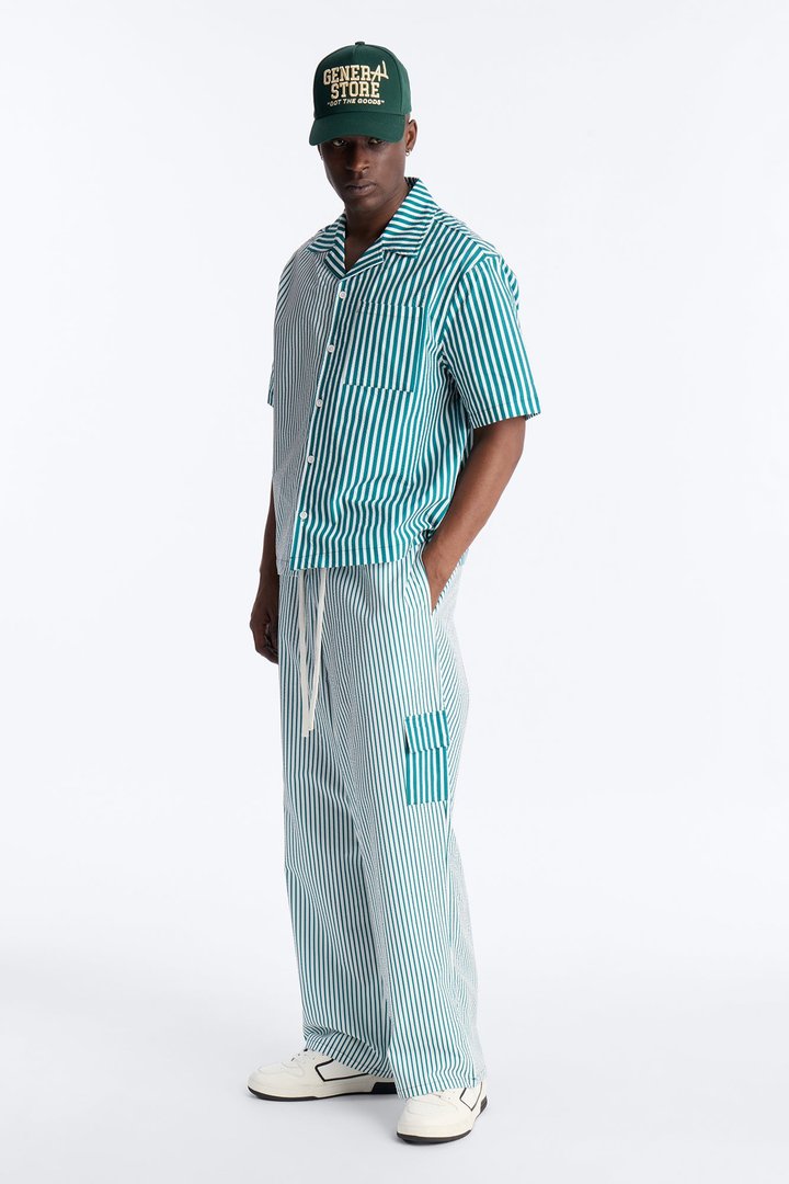Straight Passion Stripe Seersucker Pant - Green