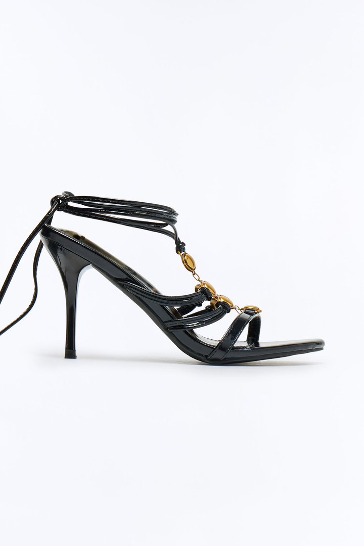 London Lover Wrap Up Heels - Black