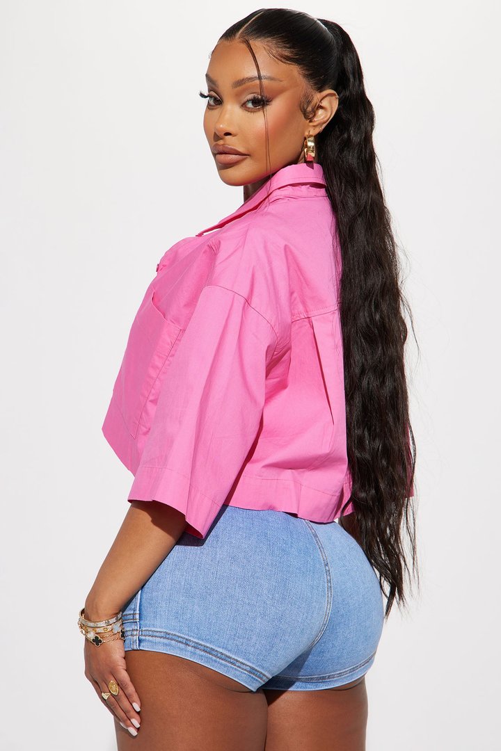 Busy Weekends Poplin Shirt - Hot Pink