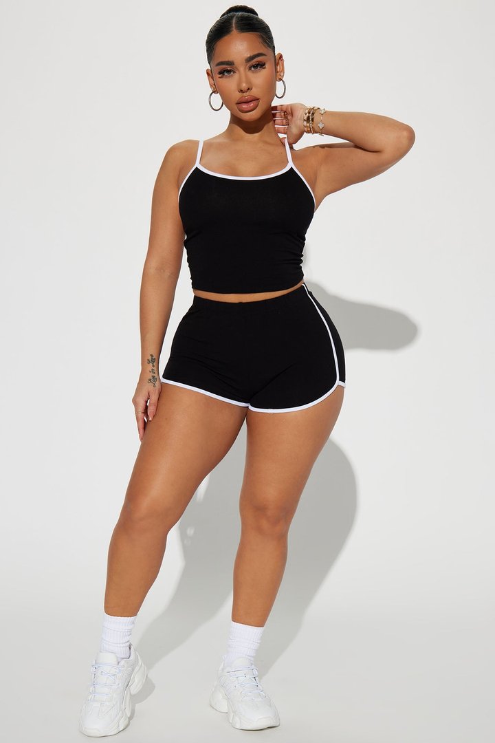 Step Back Lounge Short Set - Black