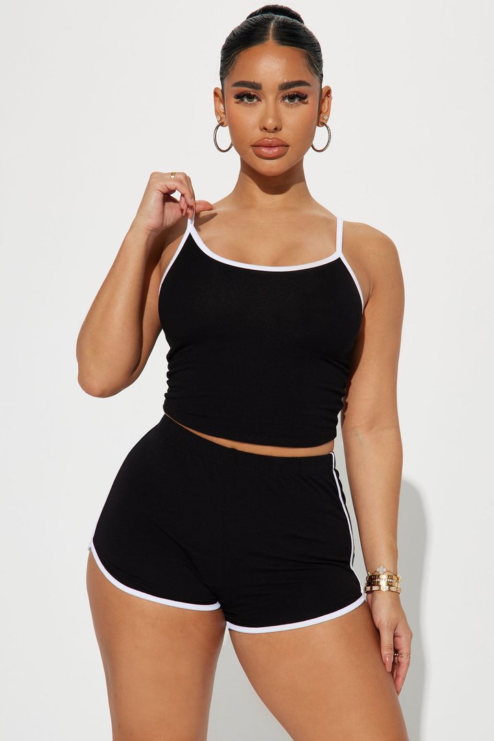 Step Back Lounge Short Set - Black