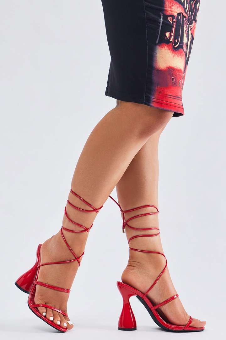 Out And About Wrap Up Heels - Red