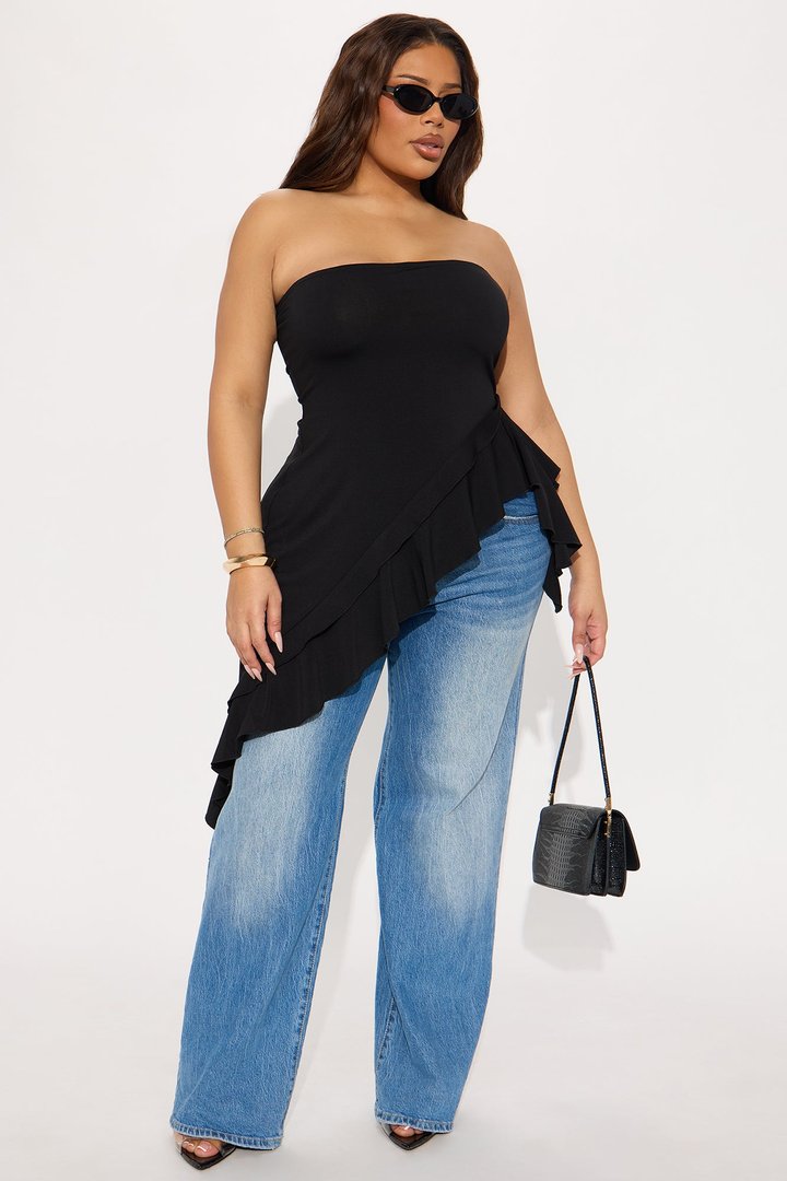 Call The Girls Asymmetrical Top - Black