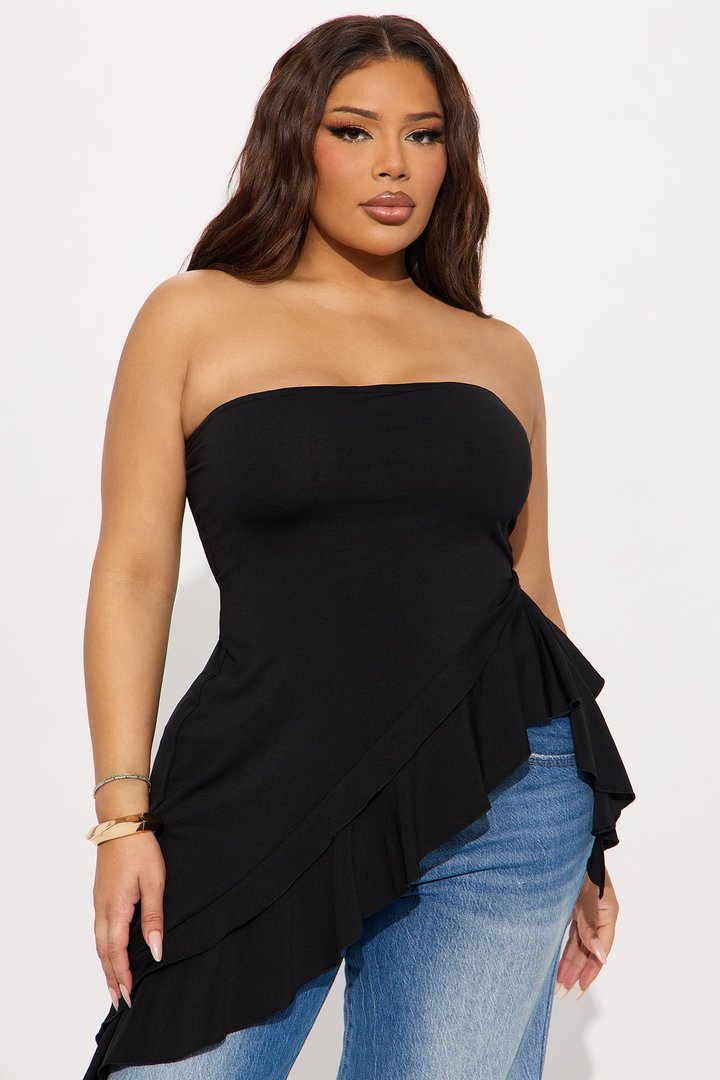 Call The Girls Asymmetrical Top - Black