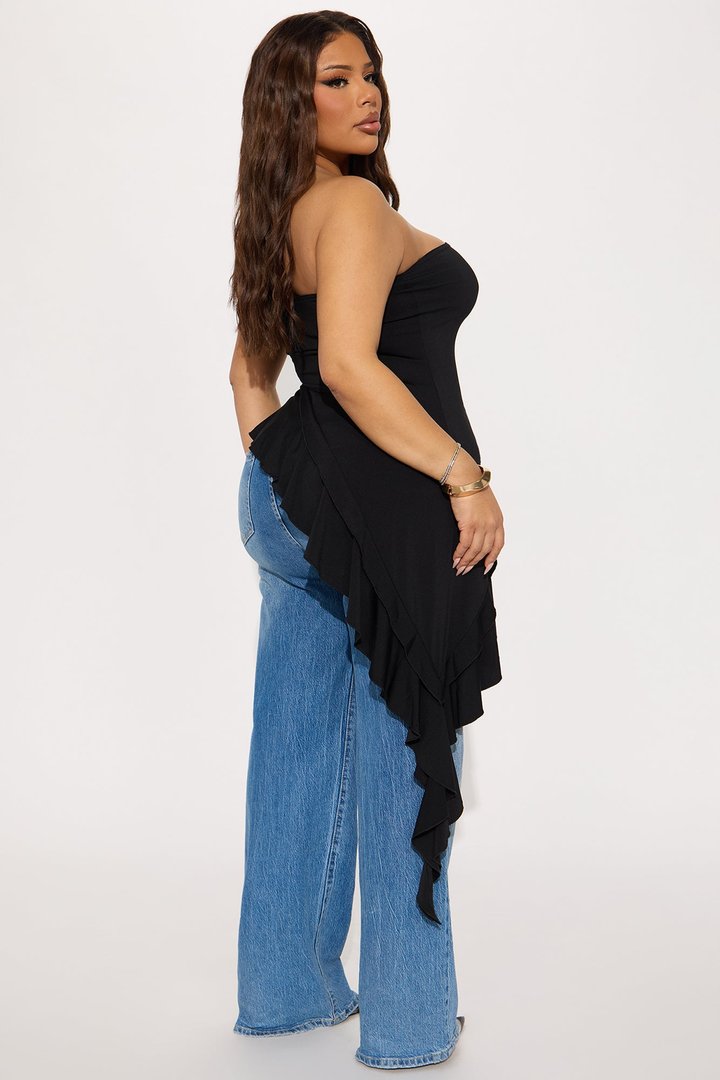 Call The Girls Asymmetrical Top - Black