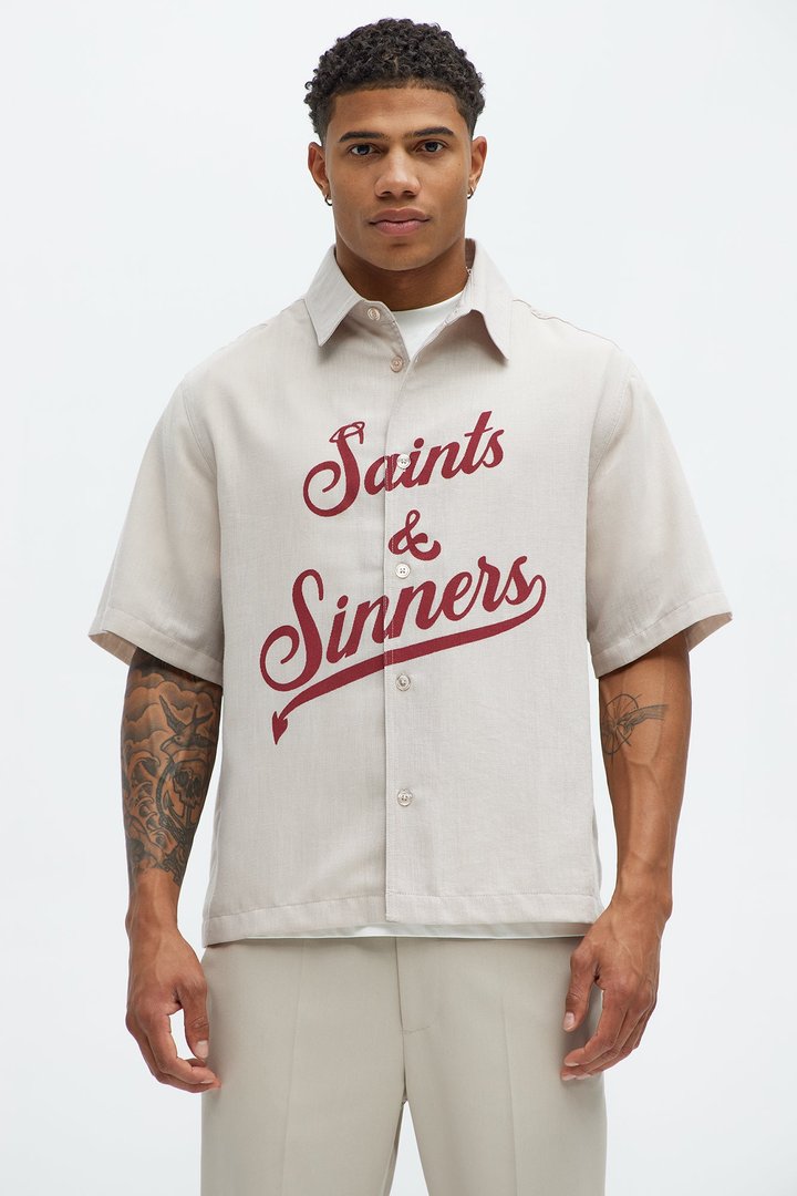Saints And Sinners Full Button Shirt - Tan