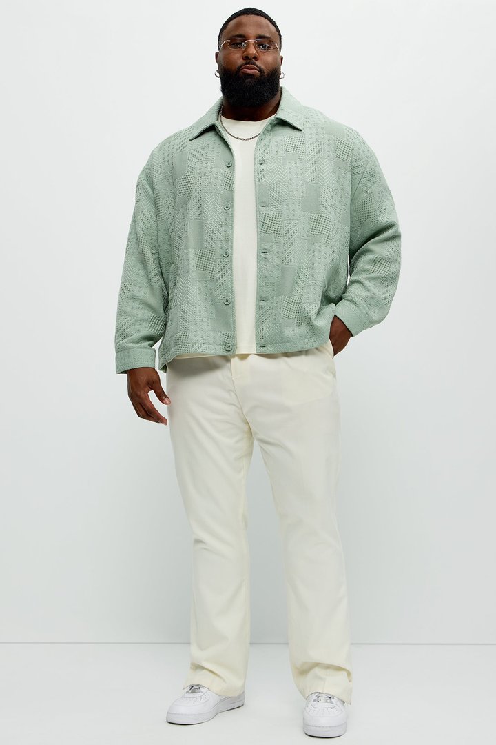 Meknes Jacquard Pattern Jacket - Sage