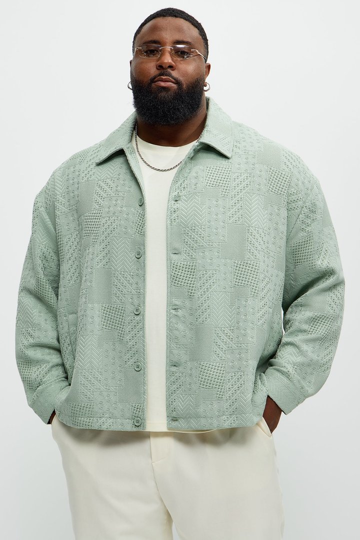 Meknes Jacquard Pattern Jacket - Sage
