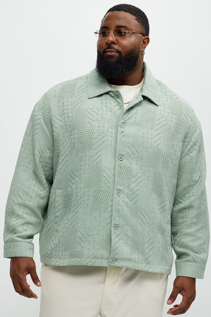 Meknes Jacquard Pattern Jacket - Sage