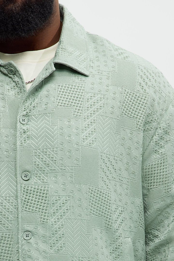 Meknes Jacquard Pattern Jacket - Sage