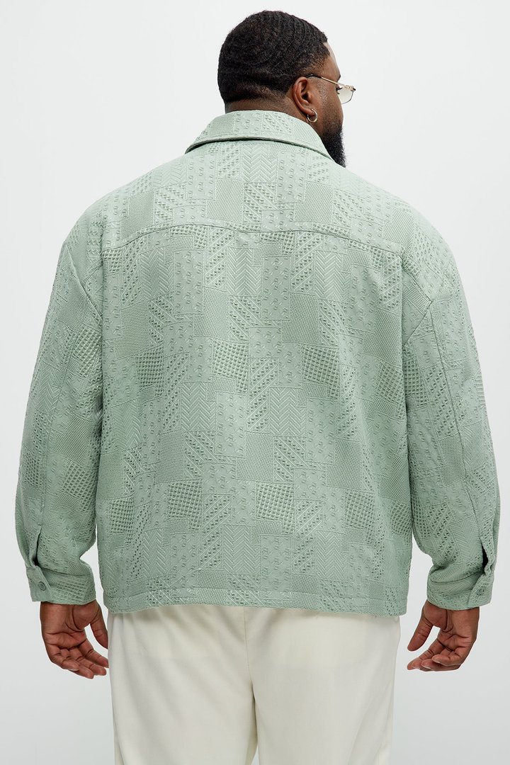 Meknes Jacquard Pattern Jacket - Sage