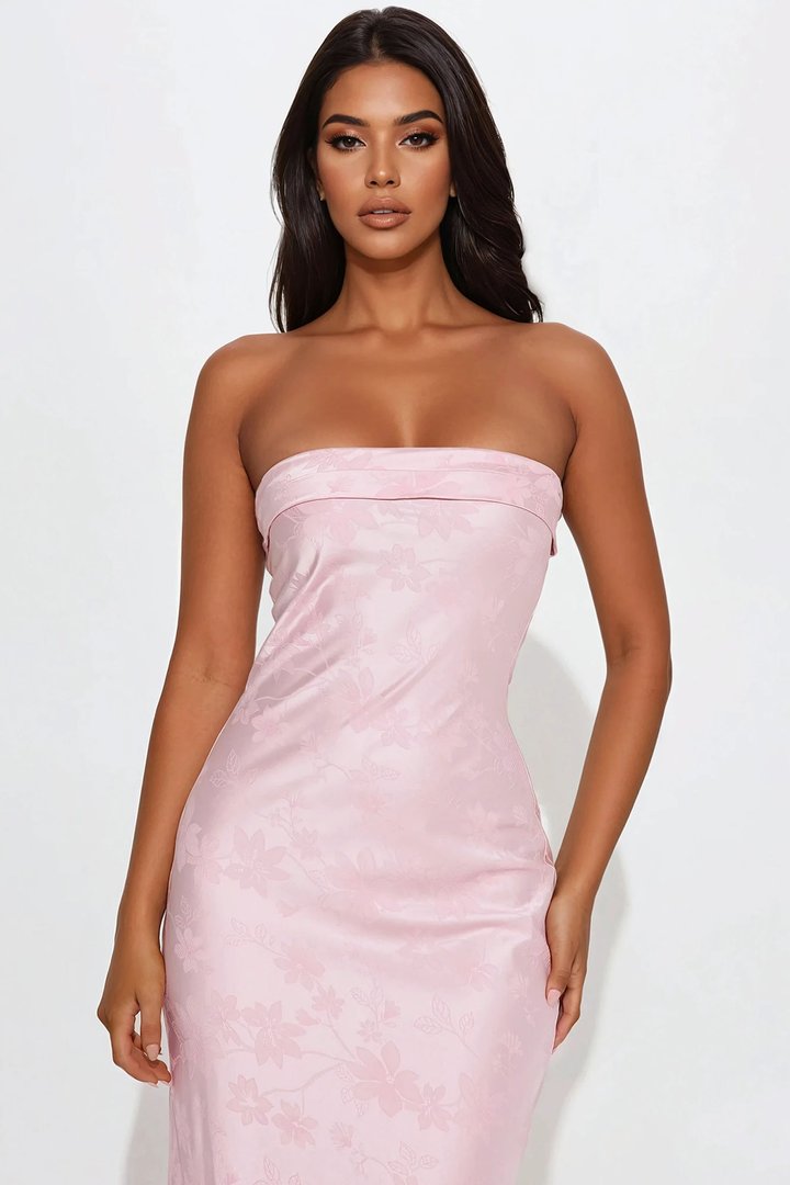 Dixie Satin Floral Maxi Dress - Pink