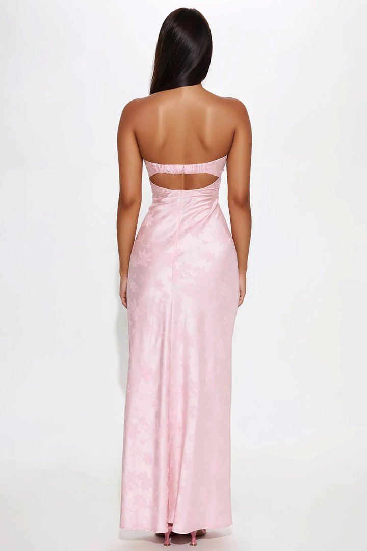 Dixie Satin Floral Maxi Dress - Pink