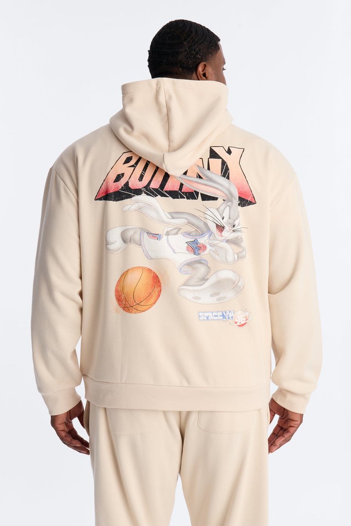 Space Jam Bugs Bunny Patched Hoodie - Natural