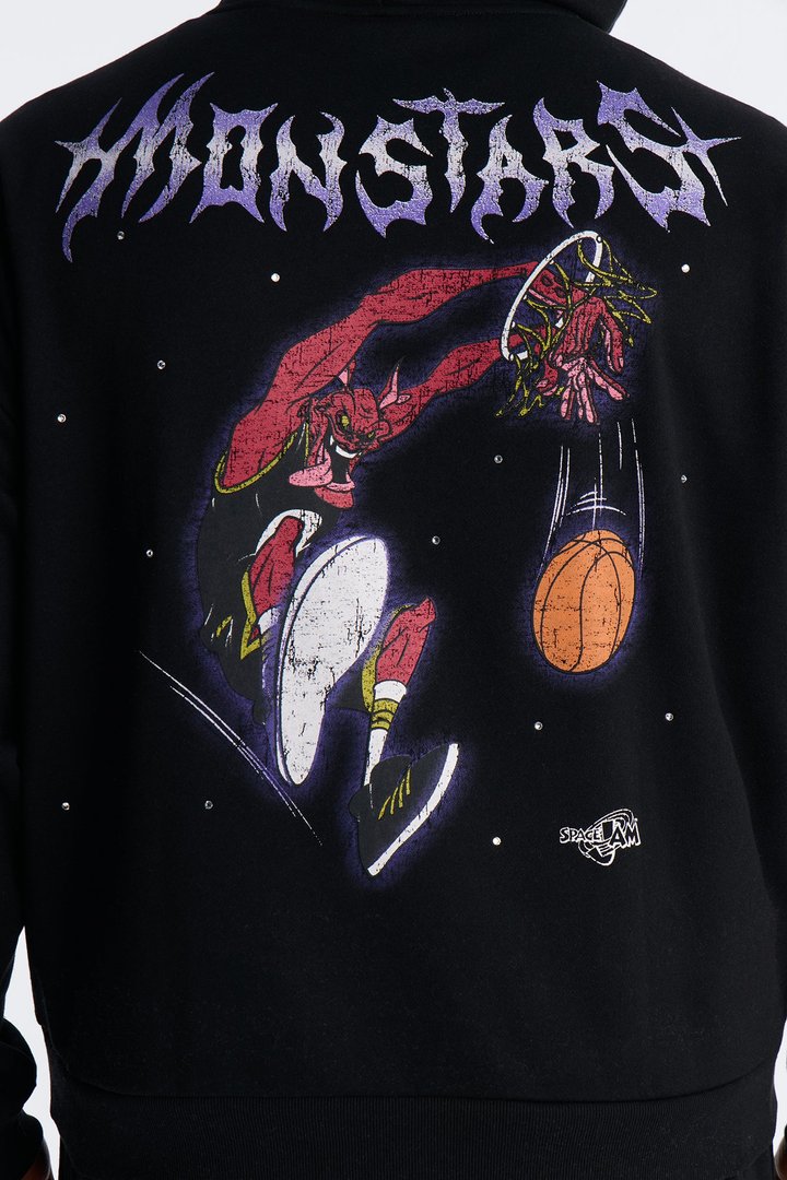 Space Jam Monstars Dunk Rhinestone Hoodie - Black