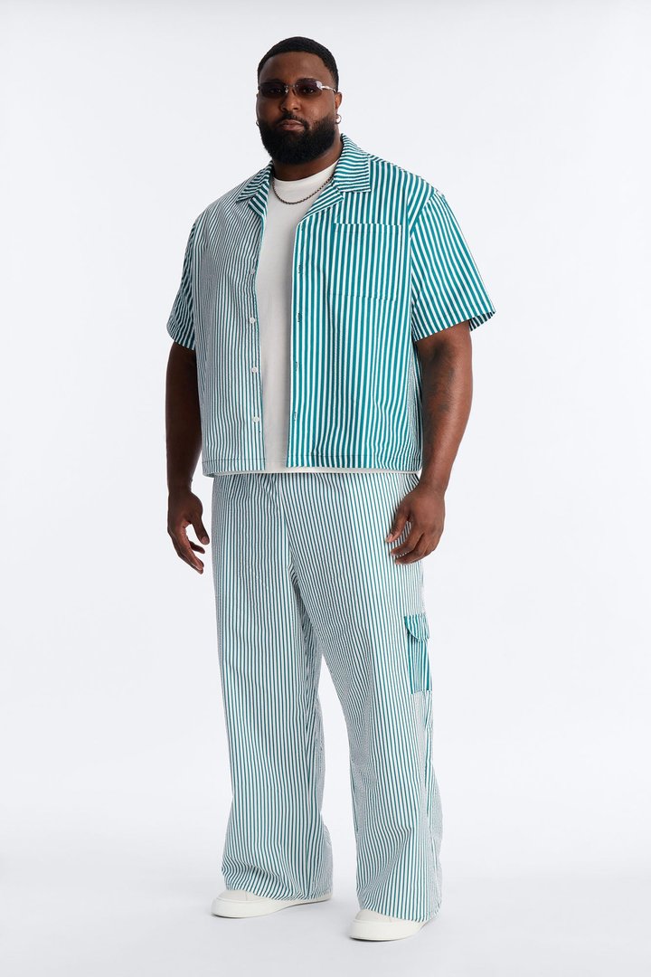 Straight Passion Stripe Seersucker Pant - Green