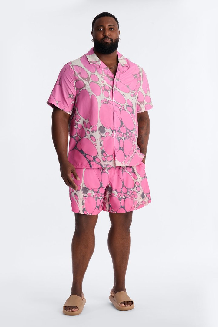 Aqua Drip Swim Trunk 7″ - Pink