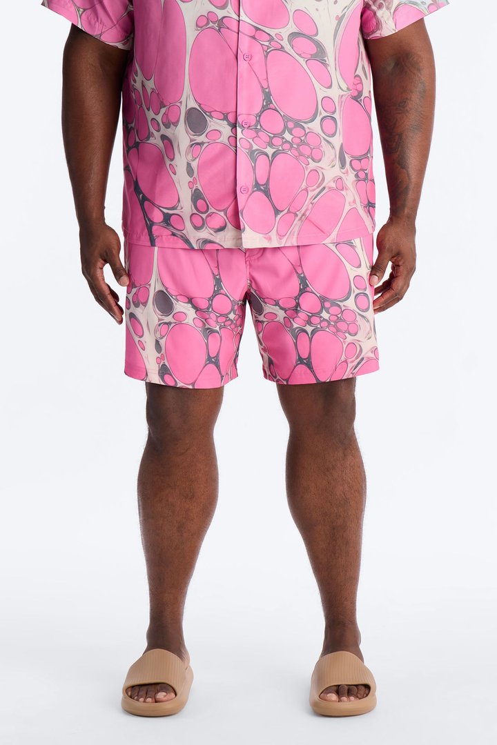 Aqua Drip Swim Trunk 7″ - Pink