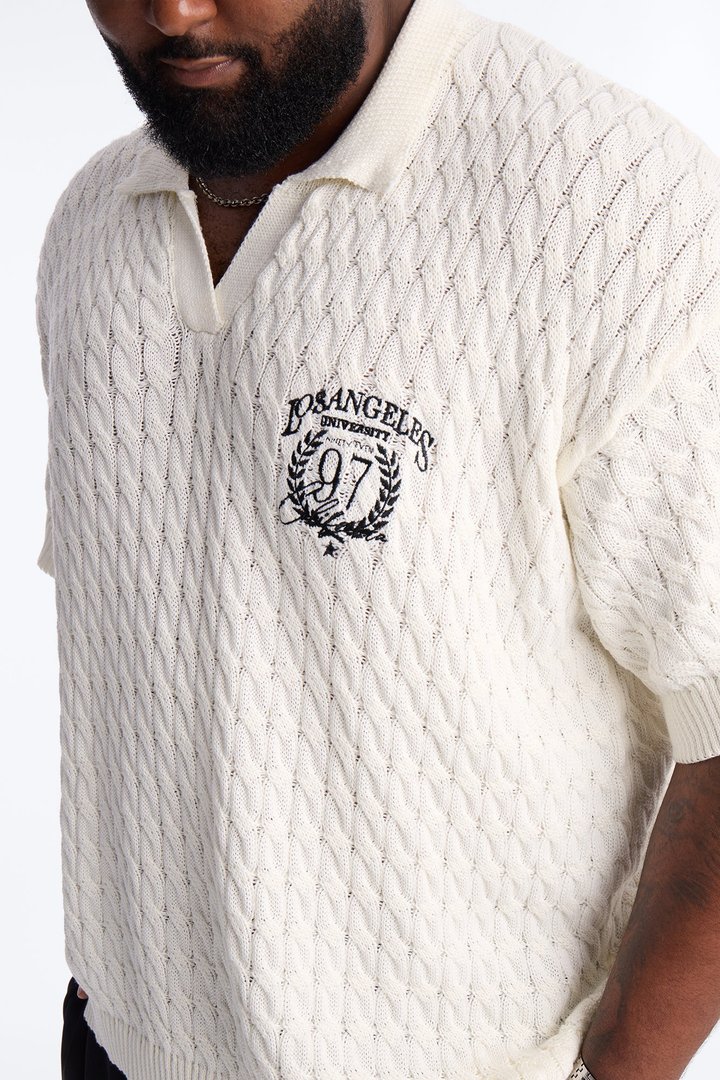 Los Angeles 97 Short Sleeve Knit Johnny Polo - Off White
