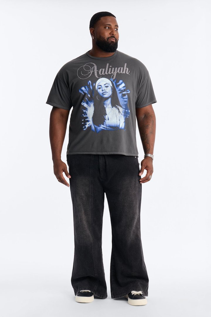 Embellished Aaliyah One In A Million Short Sleeve Tee - Black