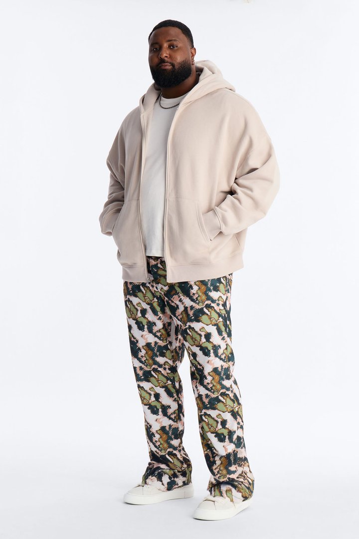 Straight Distorted Print Pant - Green