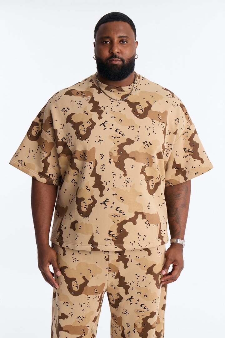 Oversized Time Warp Camo Short Sleeve Fleece Tee - Camouflage