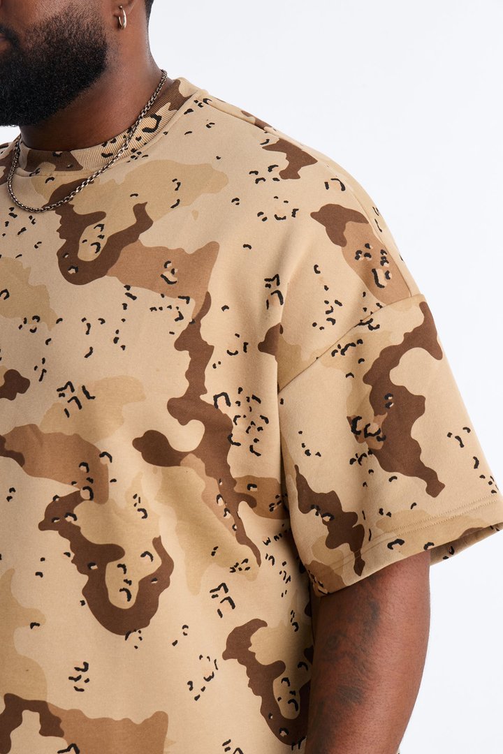 Oversized Time Warp Camo Short Sleeve Fleece Tee - Camouflage