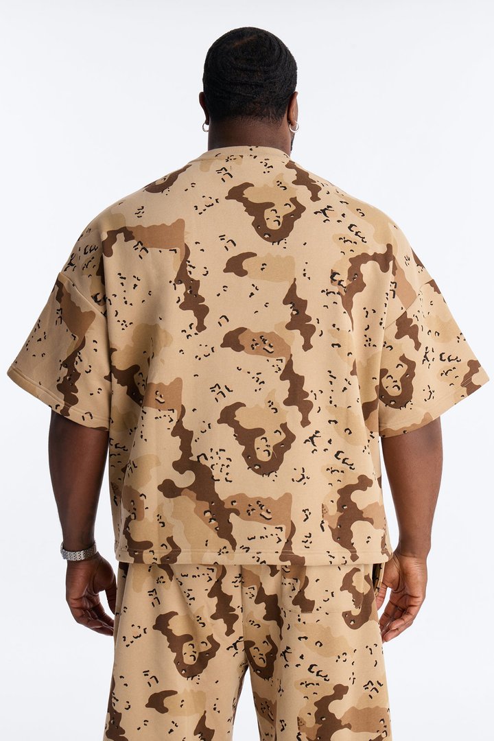 Oversized Time Warp Camo Short Sleeve Fleece Tee - Camouflage