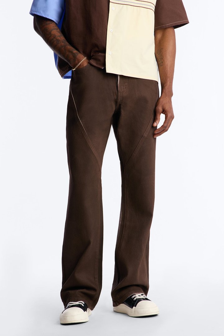 Stacked Slim Flare Phantom Waxed Jean - Brown
