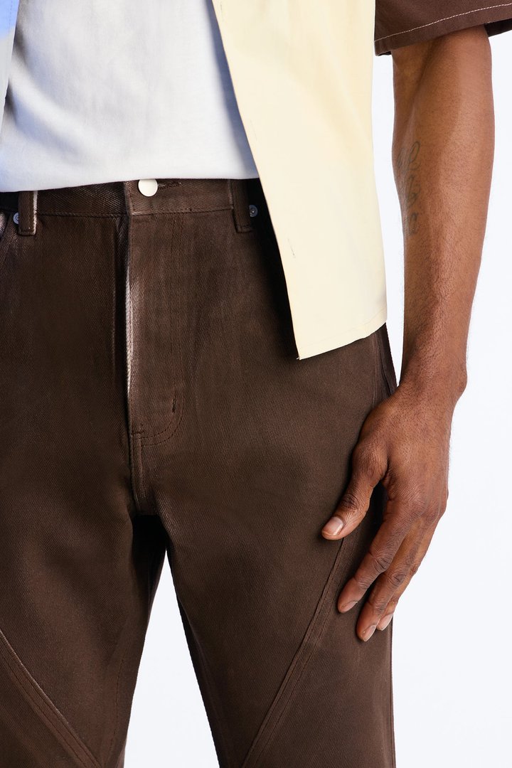 Stacked Slim Flare Phantom Waxed Jean - Brown