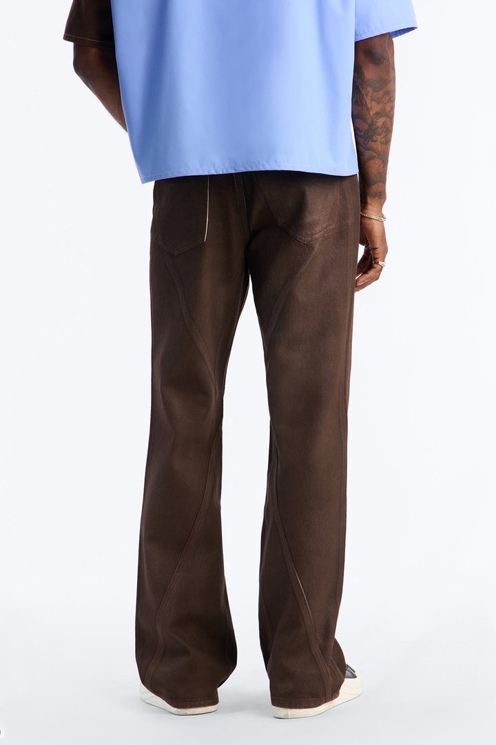 Stacked Slim Flare Phantom Waxed Jean - Brown