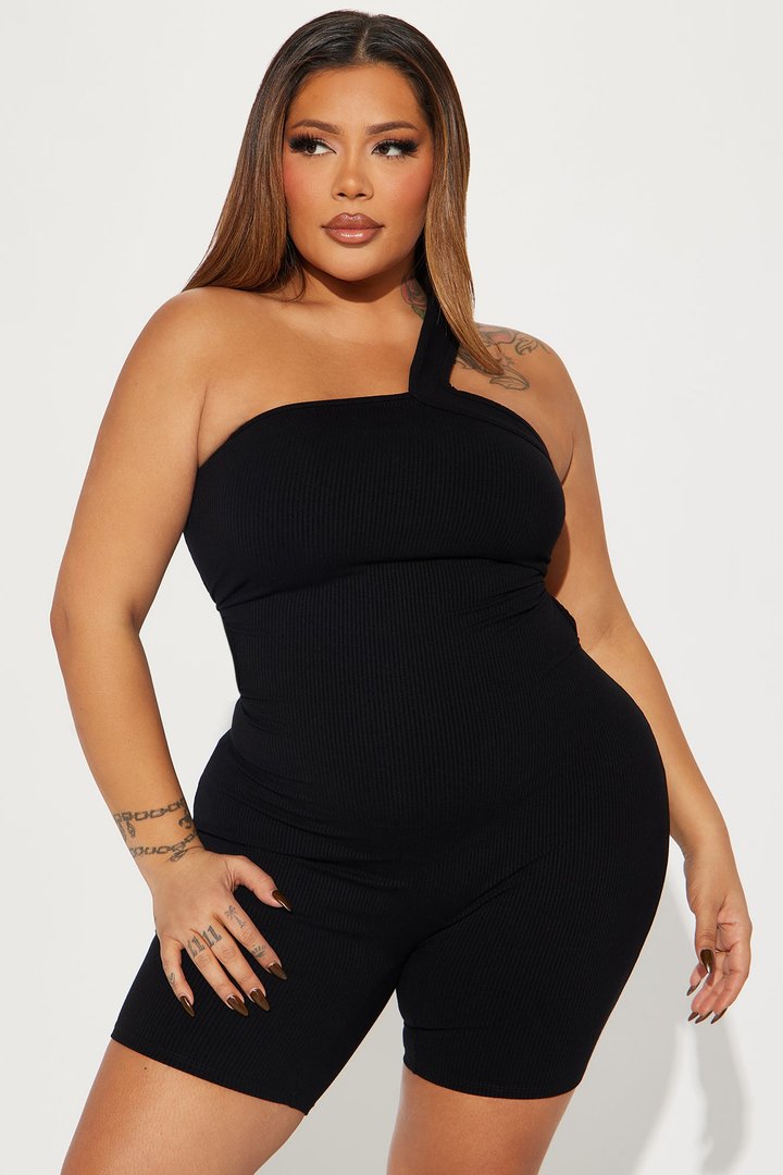 Mila Ribbed Romper - Black