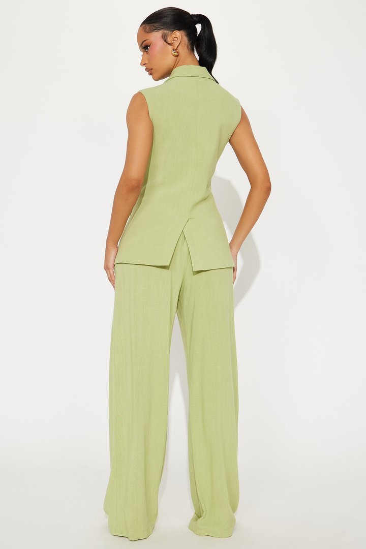 Melania Linen Pant Set - Green