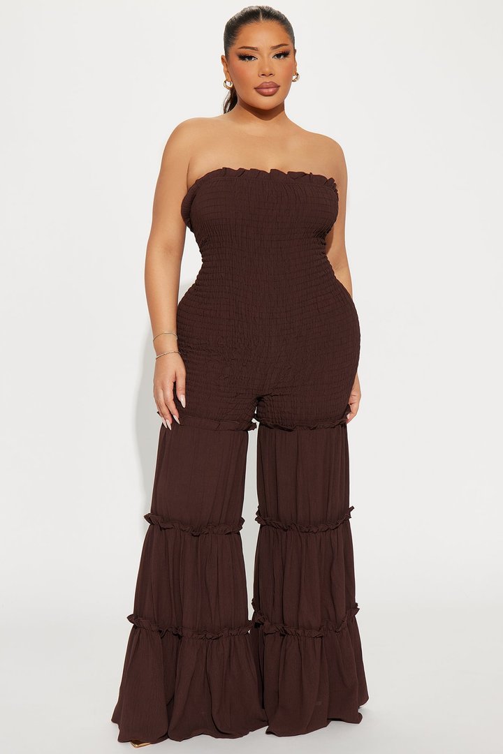 Lunaria Smocked Jumpsuit - Chocolate