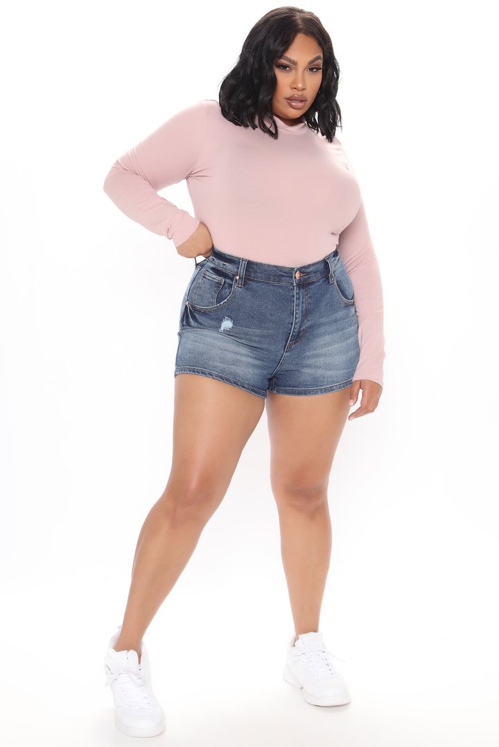 Melanie Mock Neck Bodysuit - Blush