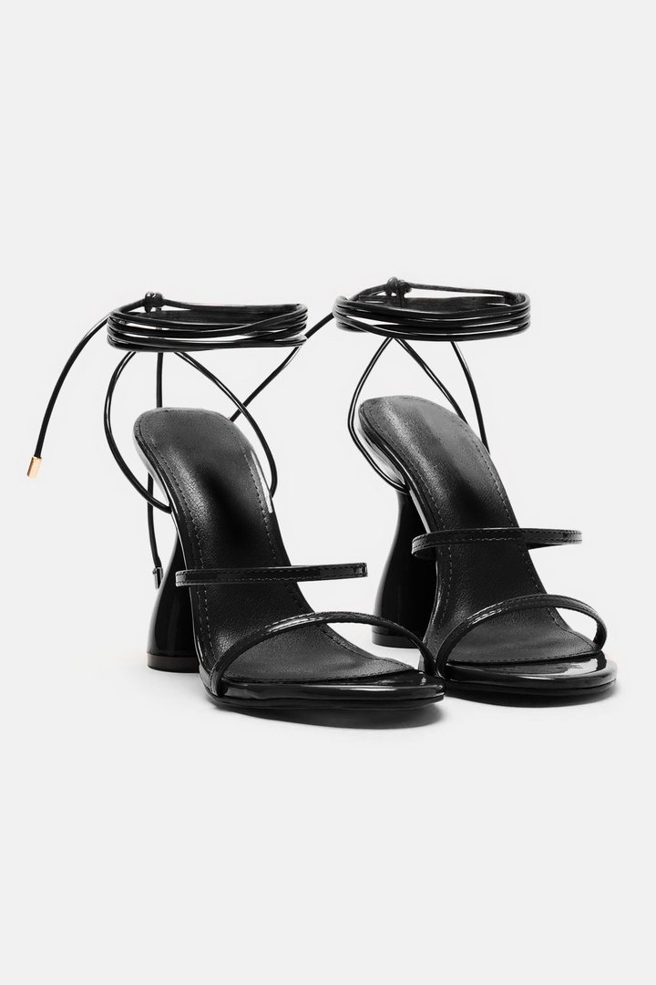 Out And About Wrap Up Heels - Black