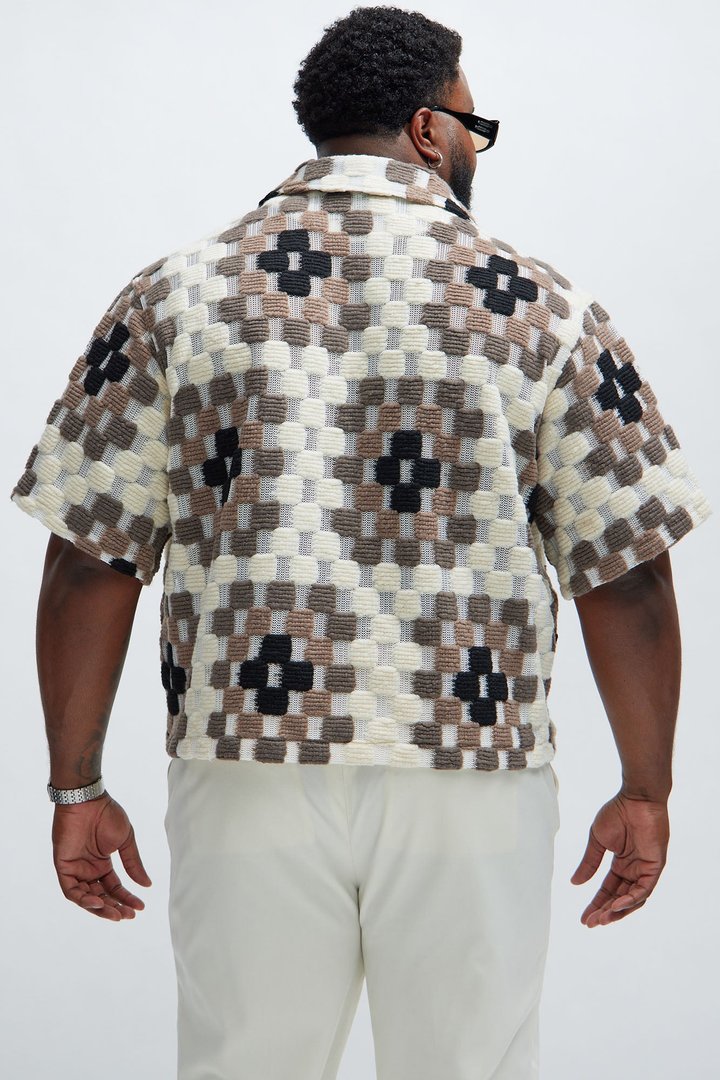 Gaston Jacquard Cropped Shirt - Brown/combo