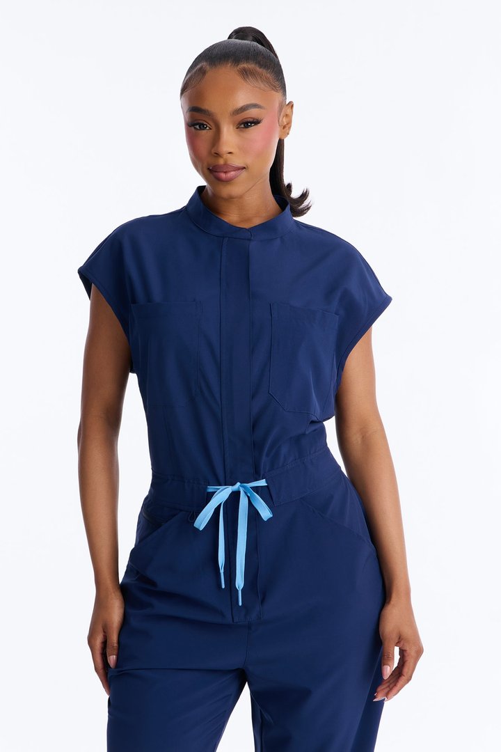 Ready Next Shift Stretch Scrub Jumpsuit - Navy