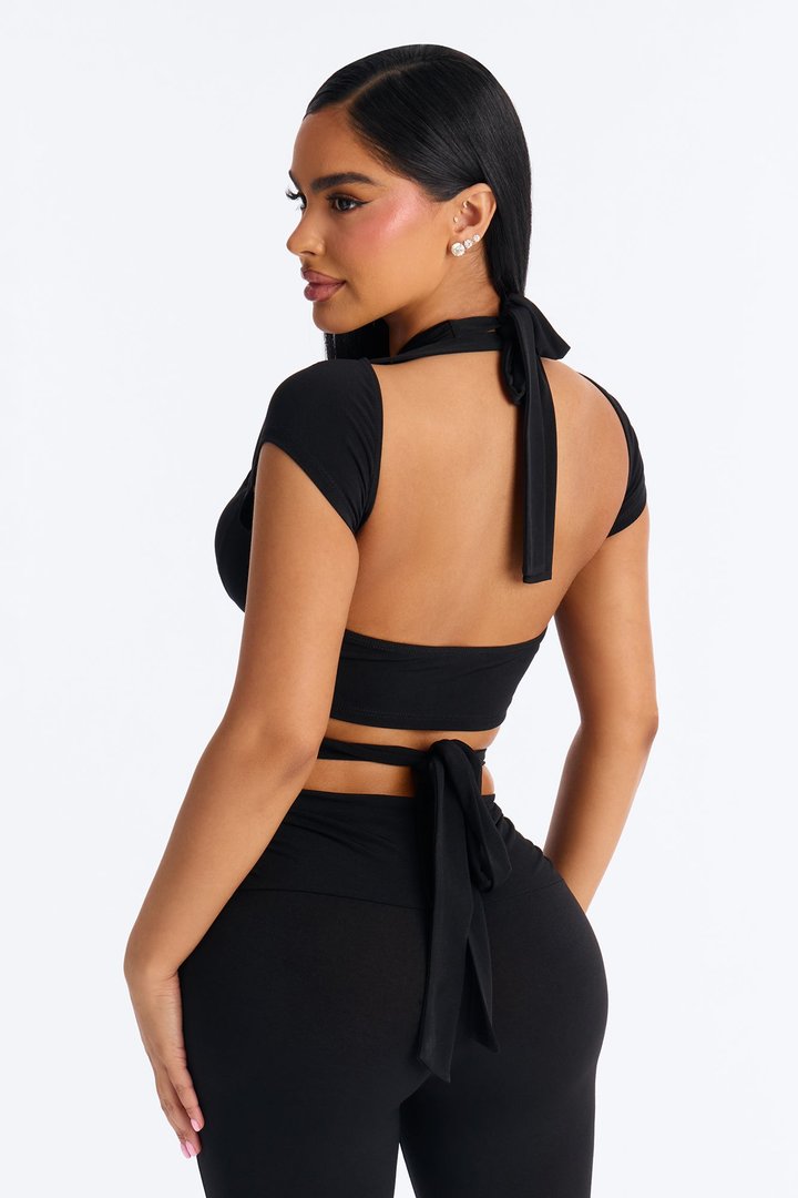 Petra Cross Neck Capri Set - Black