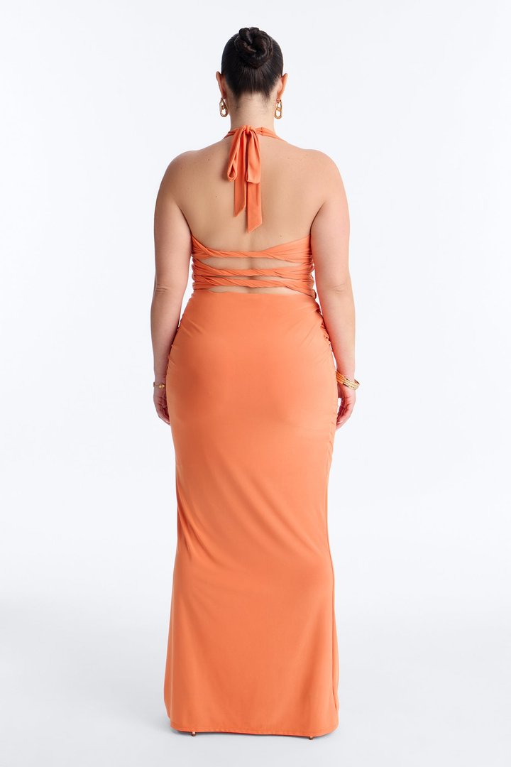 Sloane Knotted Maxi Skirt Set - Orange