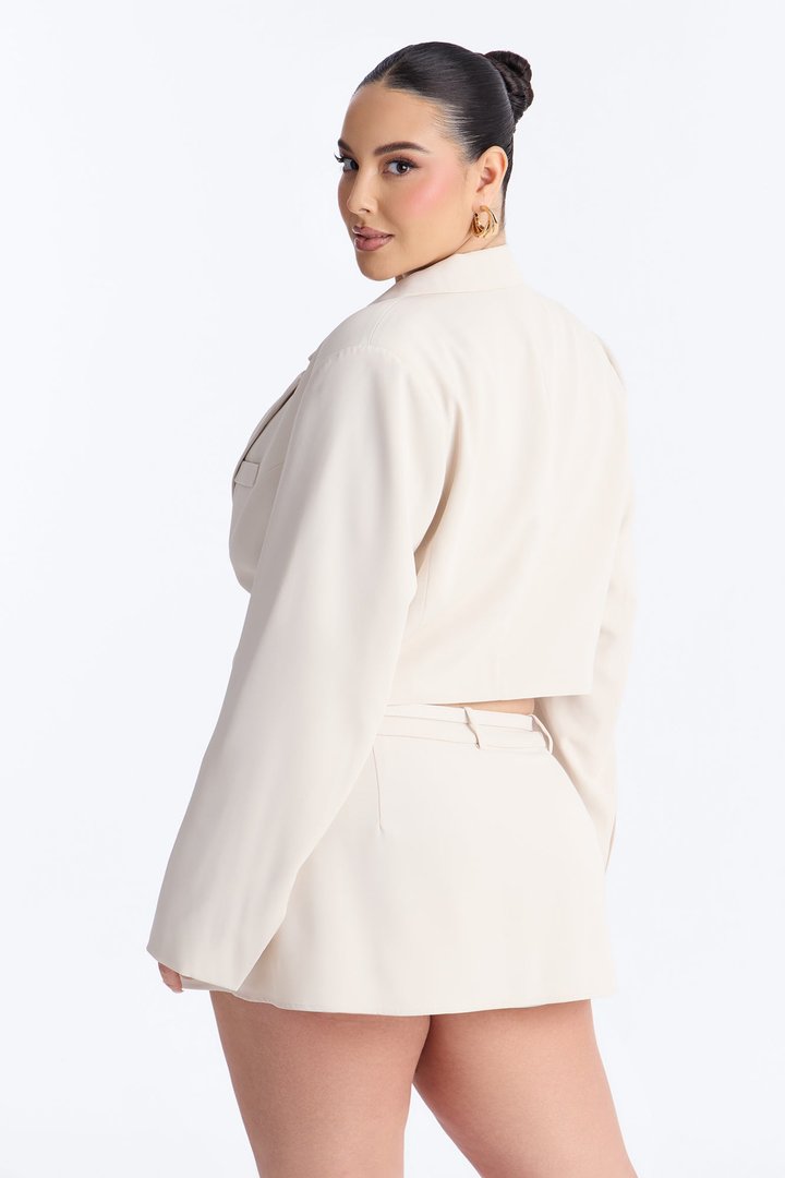Make It Work Blazer Belted Skort Set - Cream