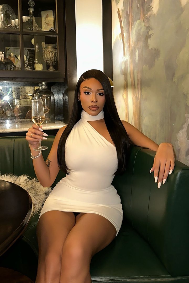 Selene High Neck Mini Dress - White