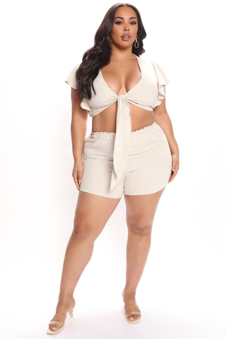 Always With You Linen Short Set - Oatmeal
